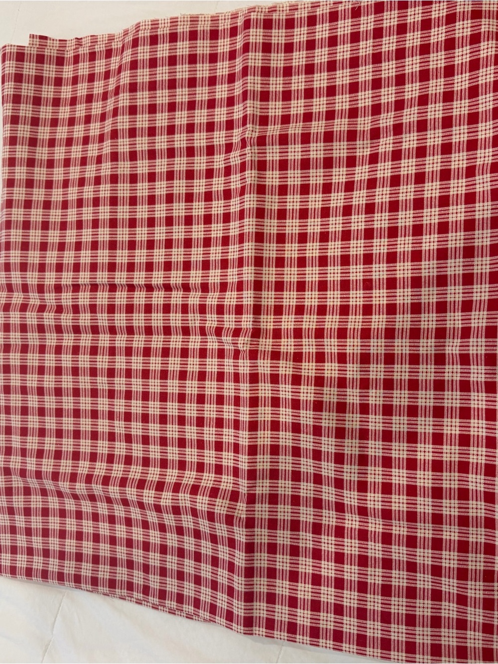 Red and White Plaid Cotton Fabric